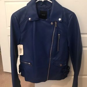 Forever 21 Faux Leather Blue Coat